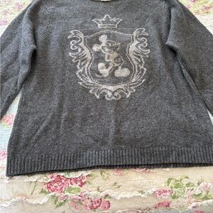 Disney Gray Crewneck Sweater with Mickey Crest